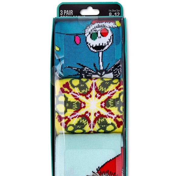 Men's 3 Pack Character Crew Socks, BNIB - Nightmare Before Christmas, Sally/Jack - Picture 2 of 4